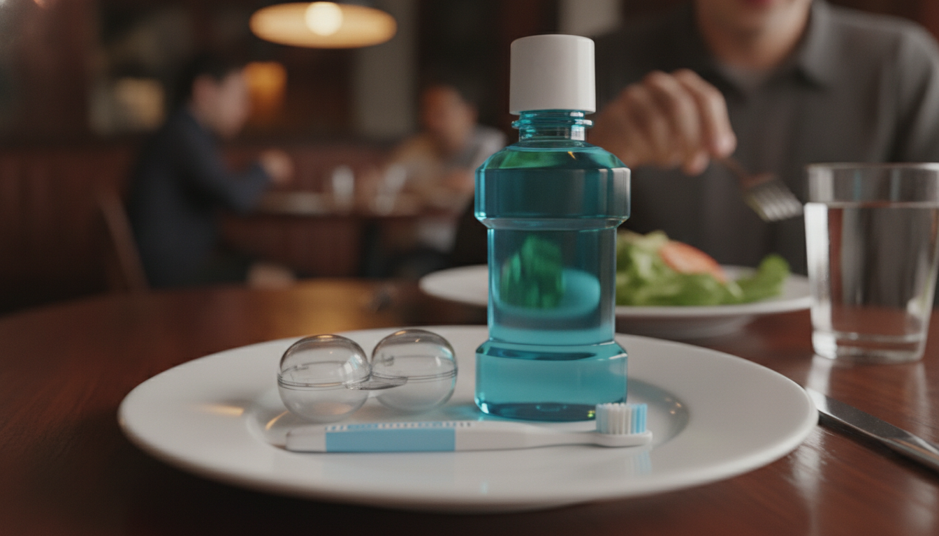 外食時の正しいマウスウォッシュ使用方法