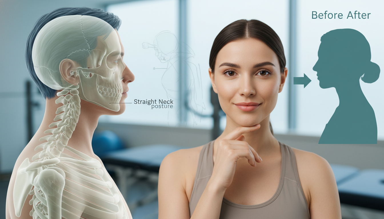 ストレートネックが二重あごを引き起こすメカニズム